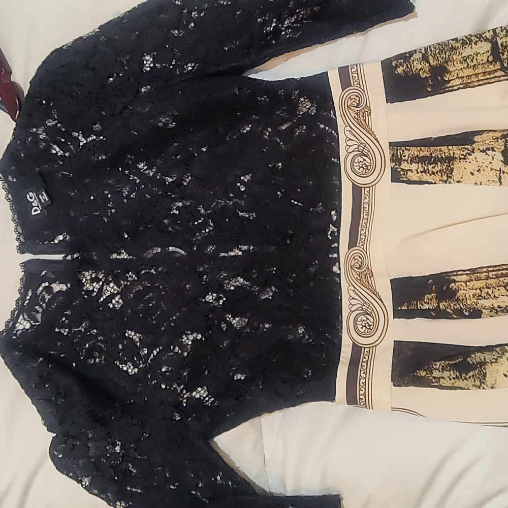 Dolce & Gabbana Italian Luxury Renaissance lace and satin dress sz 34 XS/ 0 - Picture 4 of 9